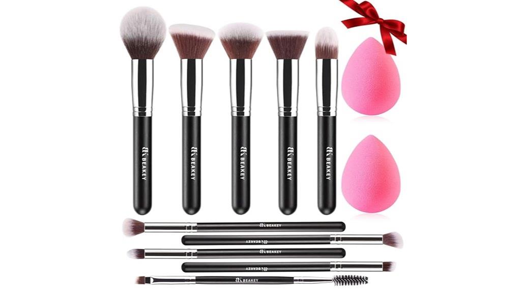 makeup brushes and sponge