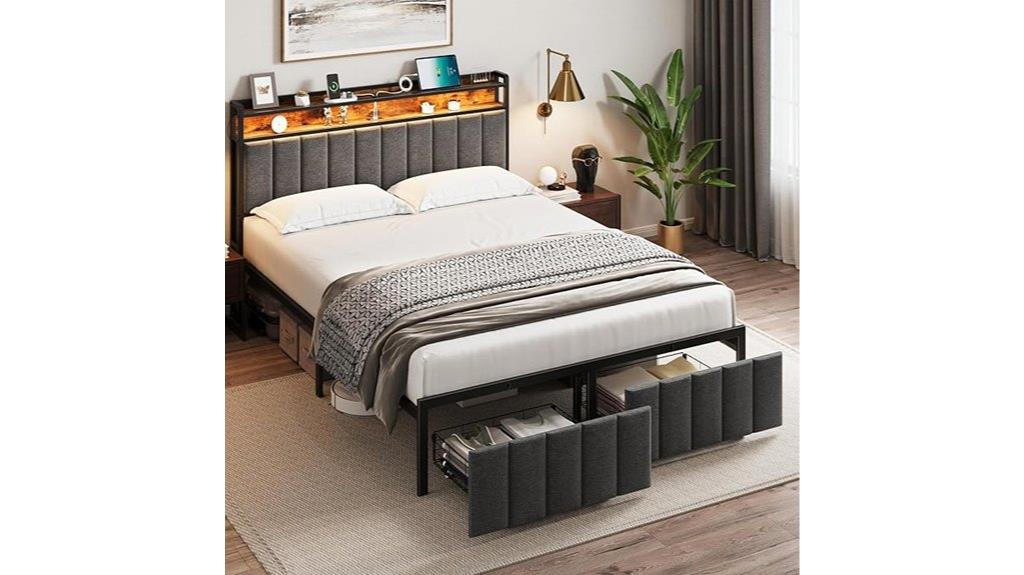 storage bed with lights