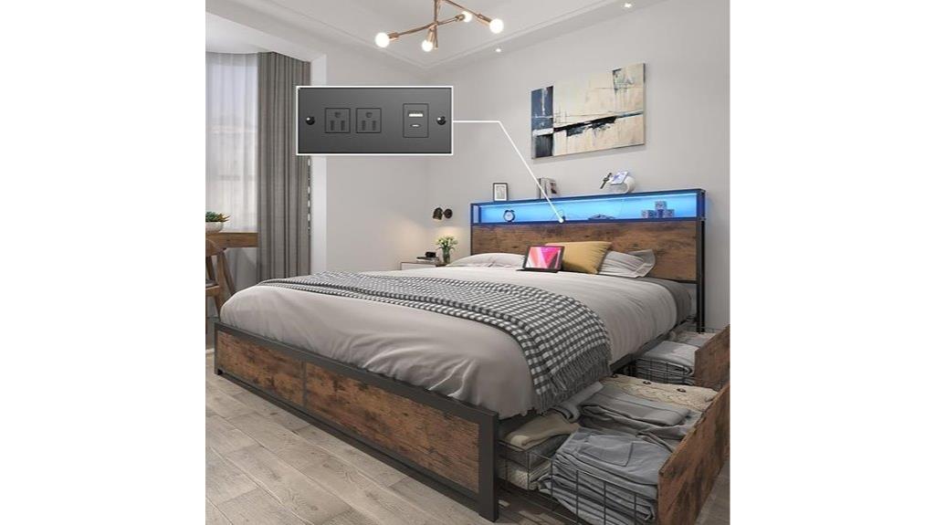 storage headboard bed frame