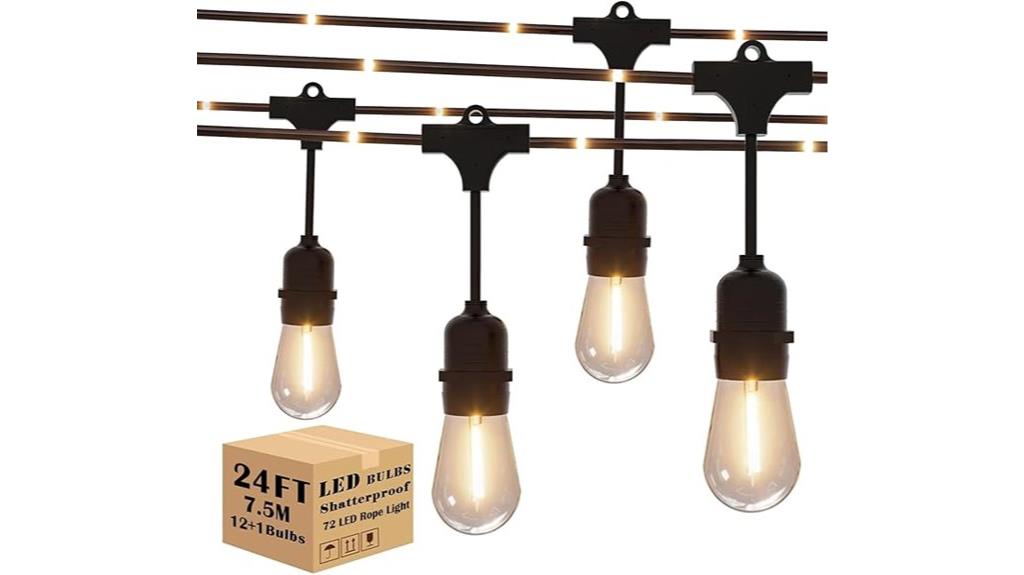 24 foot waterproof edison lights