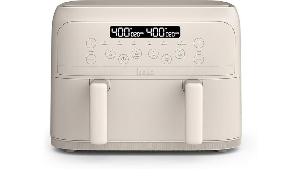 bella 4 quart dual basket air fryer