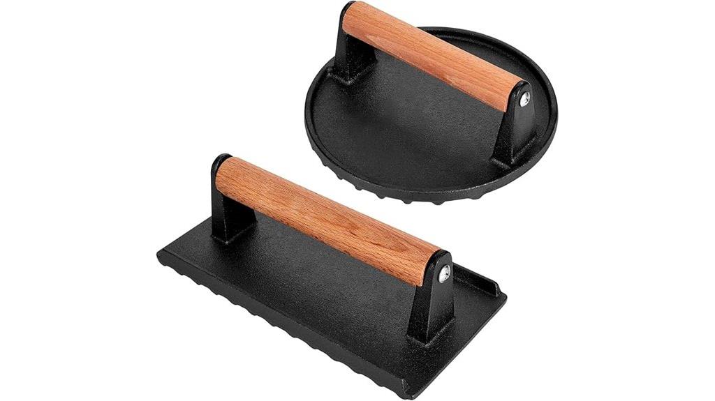 cast iron burger press set
