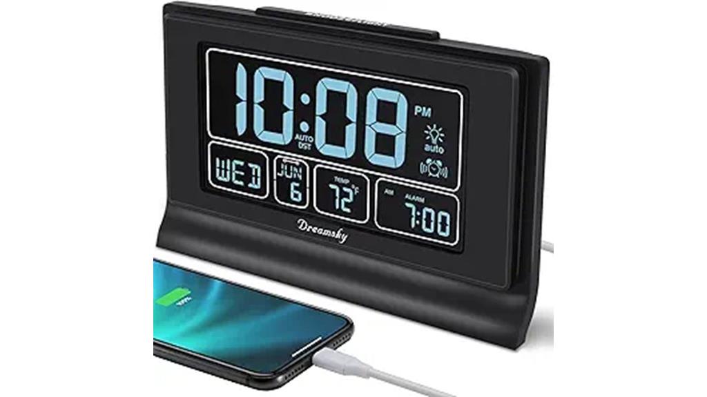 digital alarm clock with battery backup