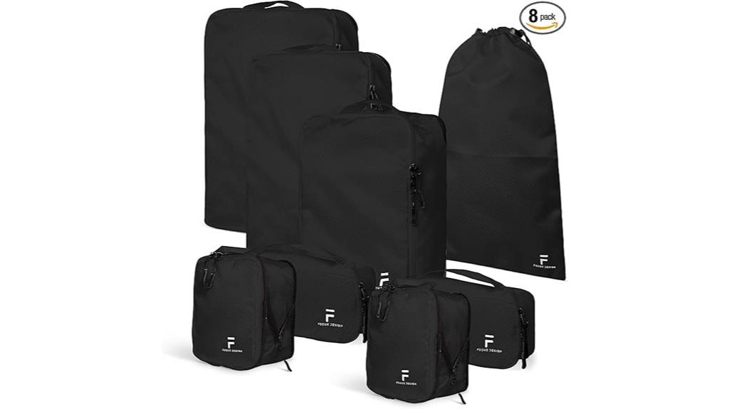 eight piece travel packing cubes