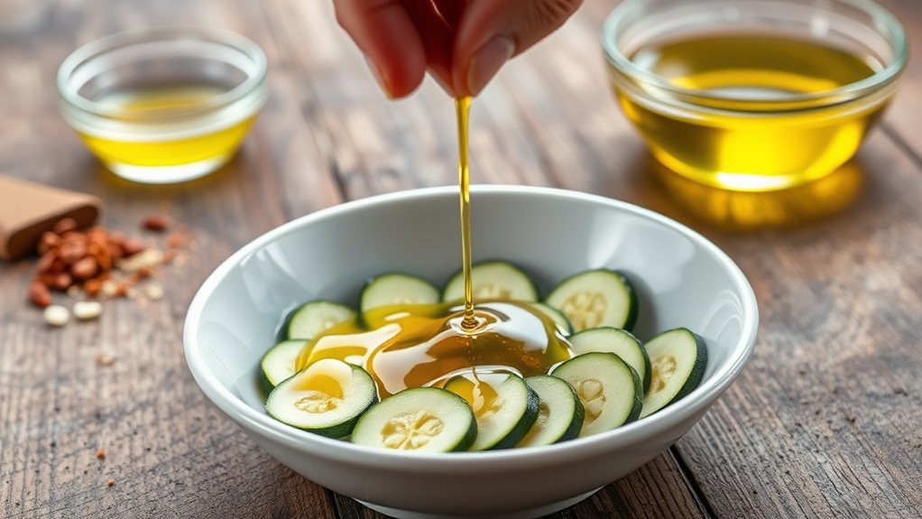 evenly coat zucchini slices