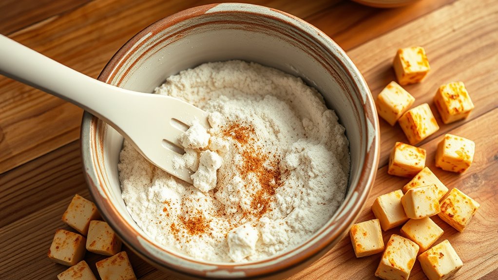 evenly coated crispy tofu