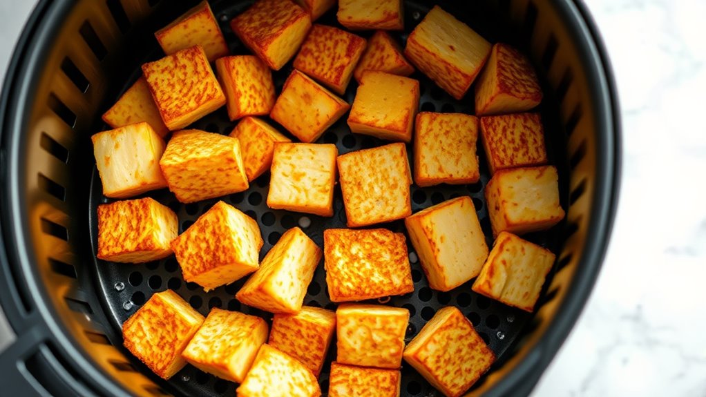 evenly cooked crispy tofu