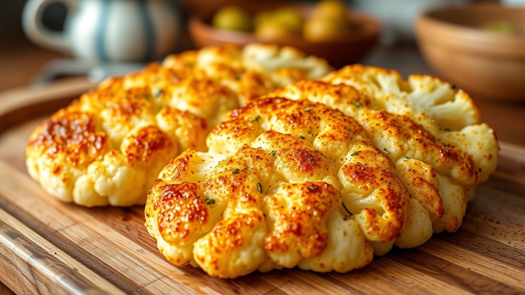 evenly season cauliflower steaks