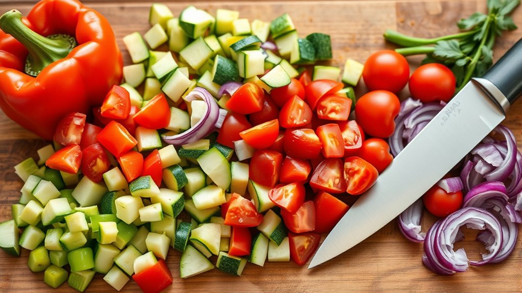 finely chop vegetables evenly