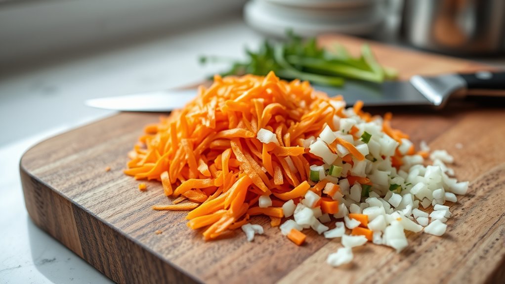 finely chop vegetables evenly