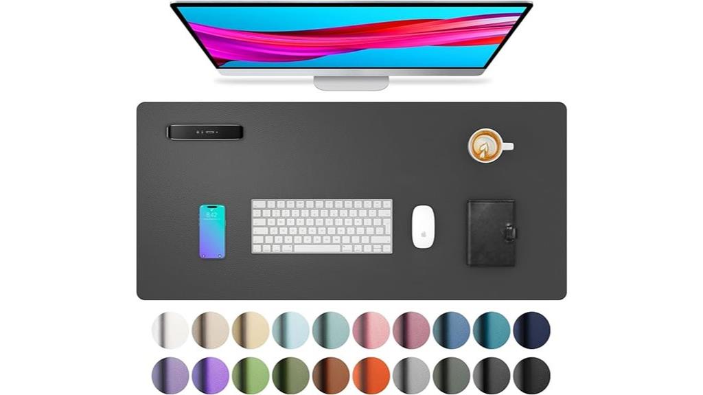 gray leather desk mat