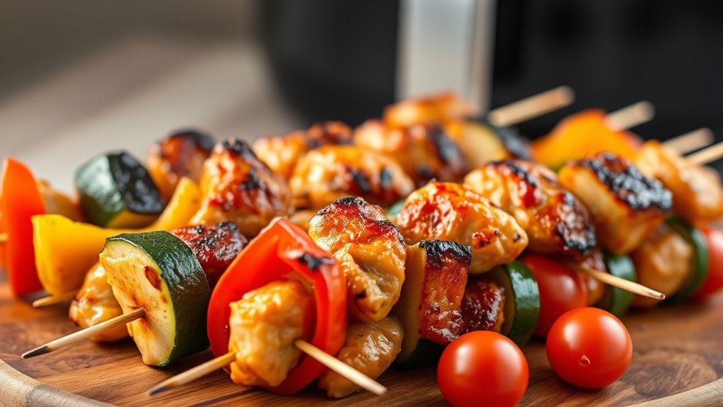 keto chicken vegetable skewers