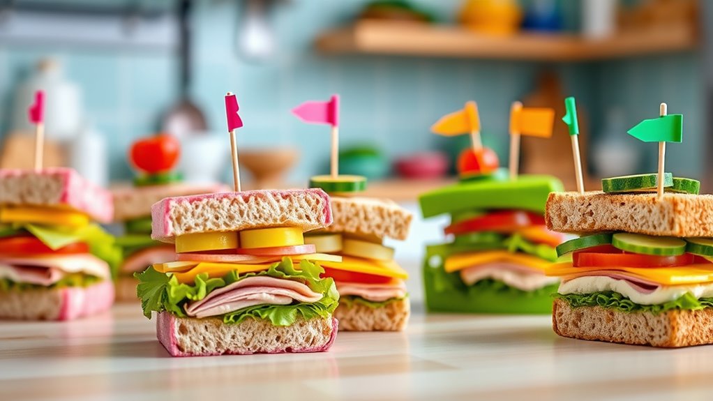 mini sandwiches with colorful toppings
