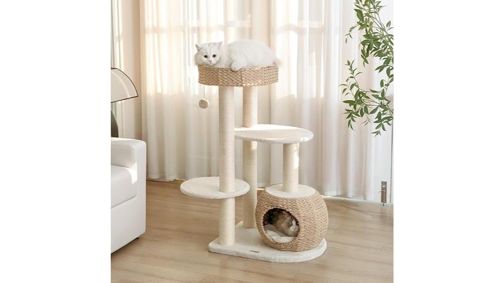 modern cat tree with sisal