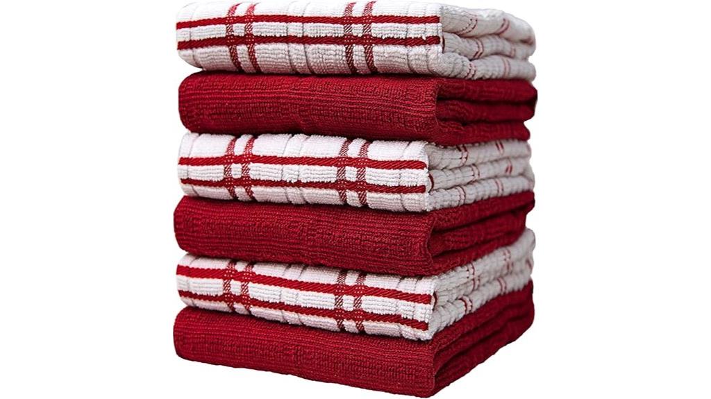 red windowpane dish towels