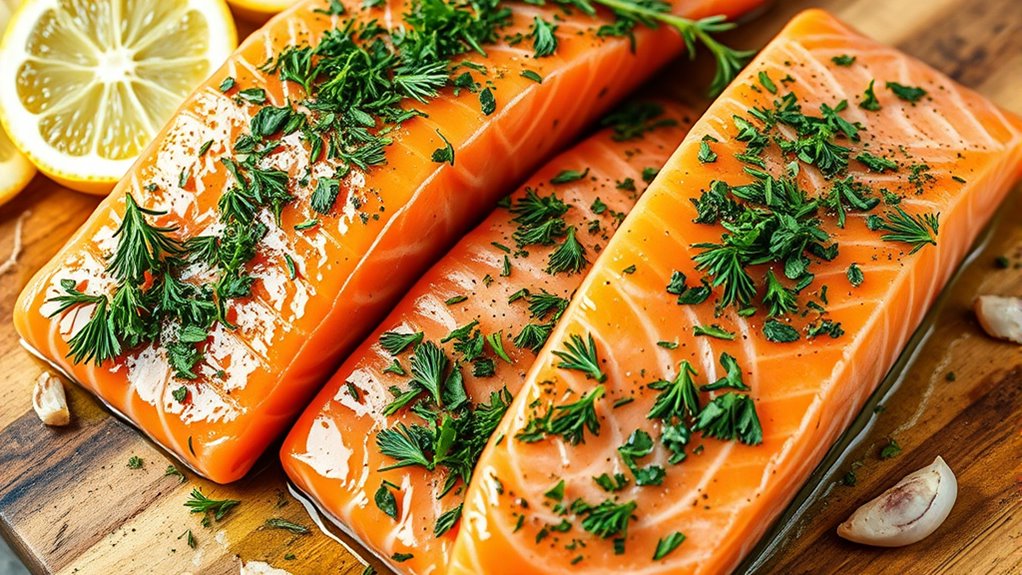 season salmon with herbs