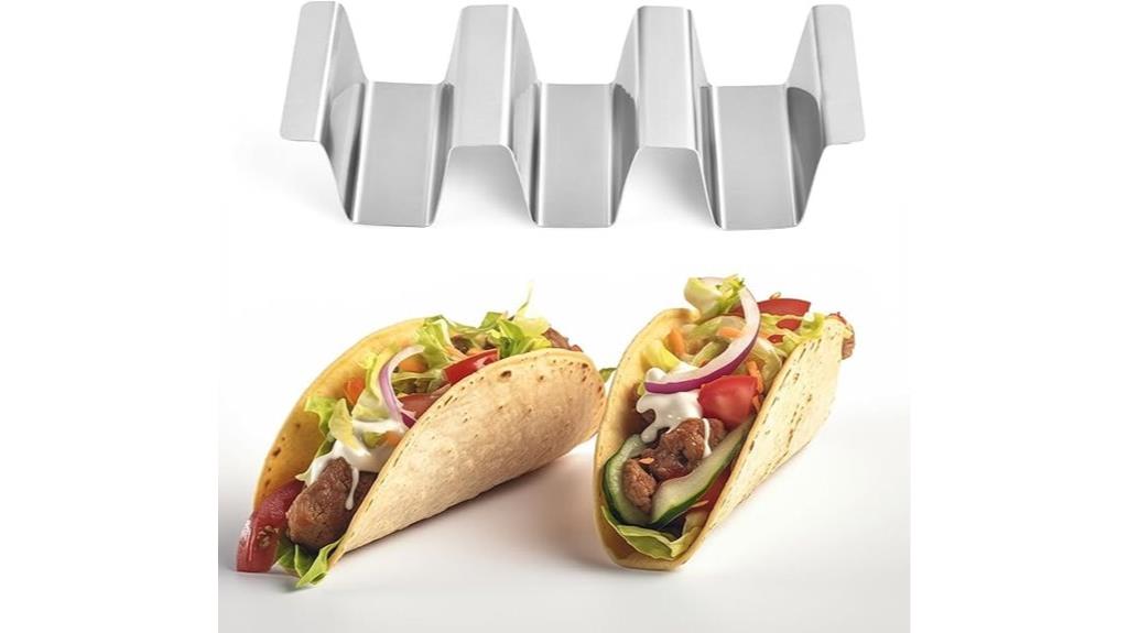 set of four stainless taco stands