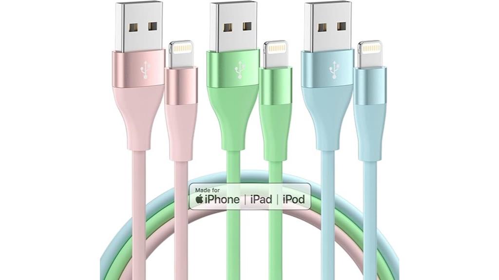 three pack 10ft lightning cables