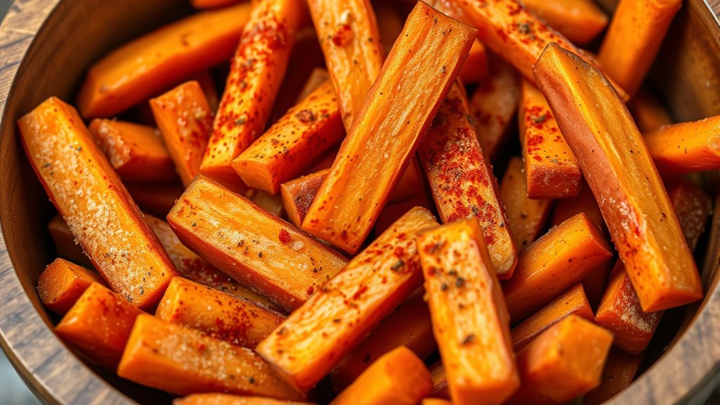 toss fries with spices