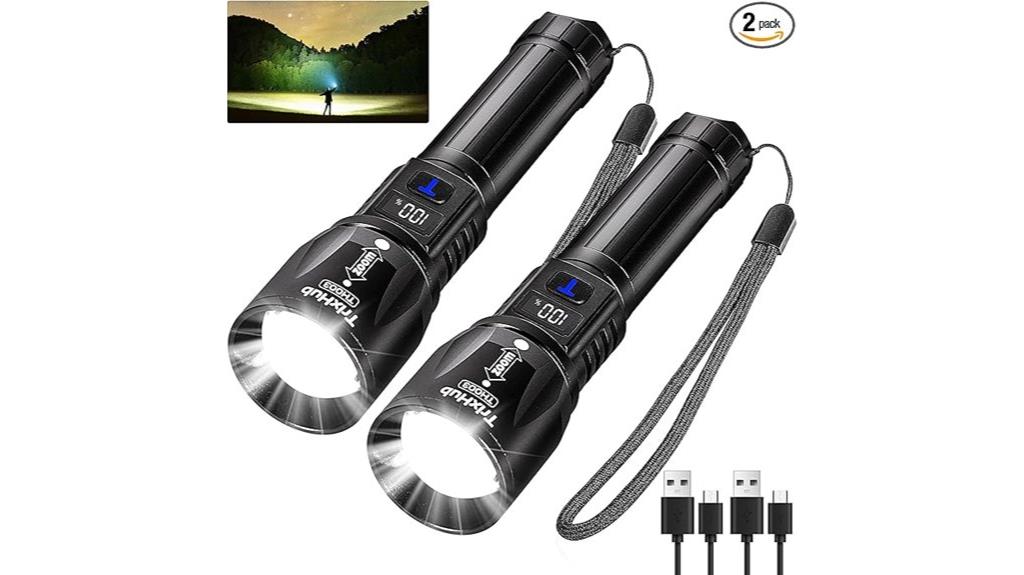 two rechargeable flashlights