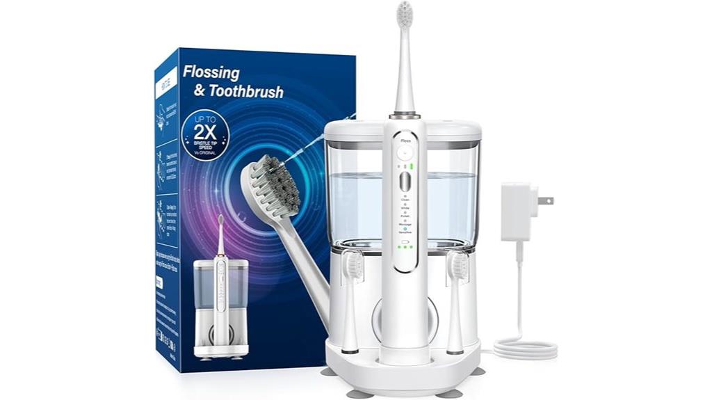 white electric toothbrush with water flosser