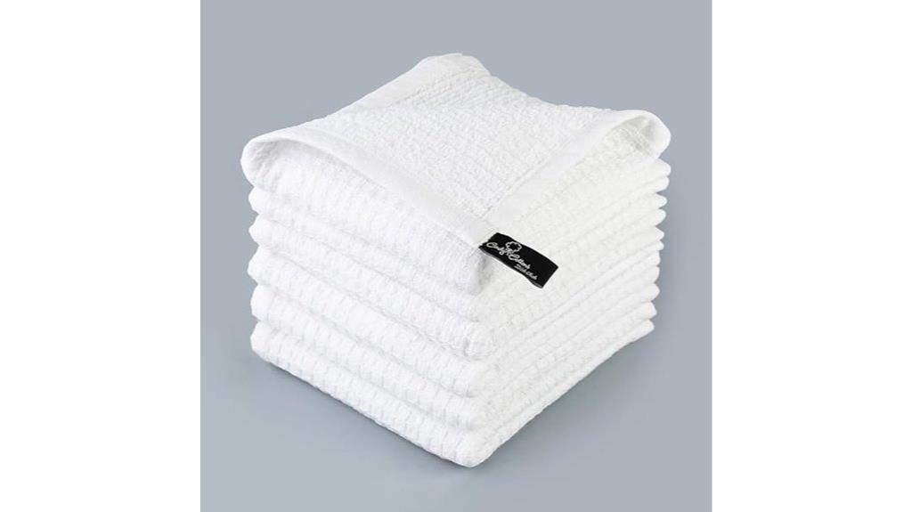 white waffle hand towels