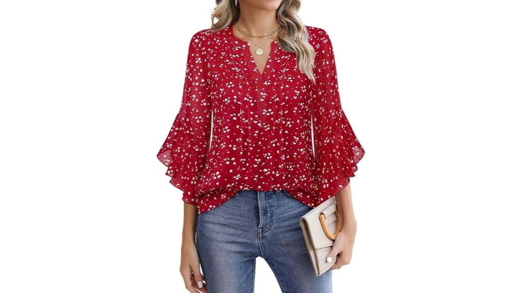 women s chiffon 3 4 sleeves