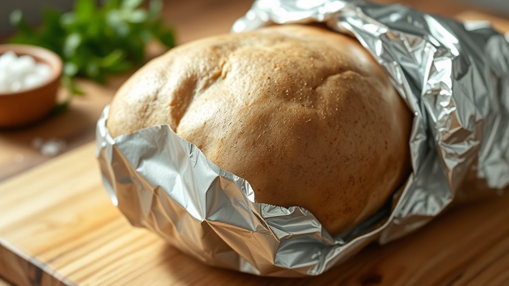 wrap potato tightly in foil