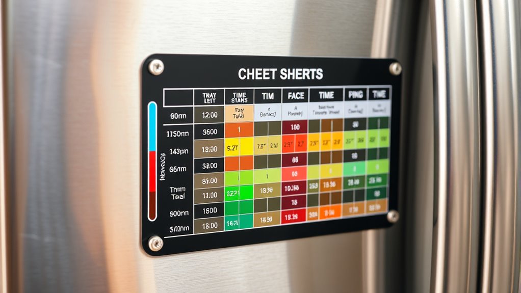 clear durable color coded charts