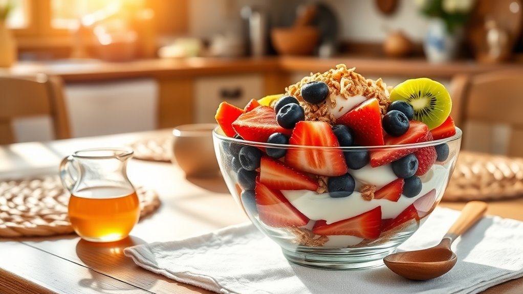 colorful nutritious layered parfaits