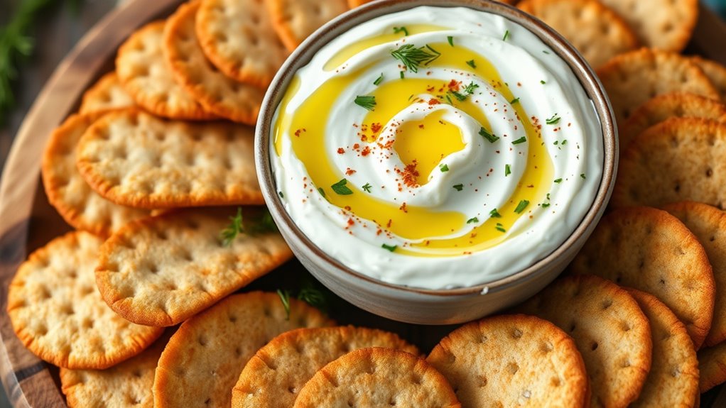 creamy herb dip with toppings