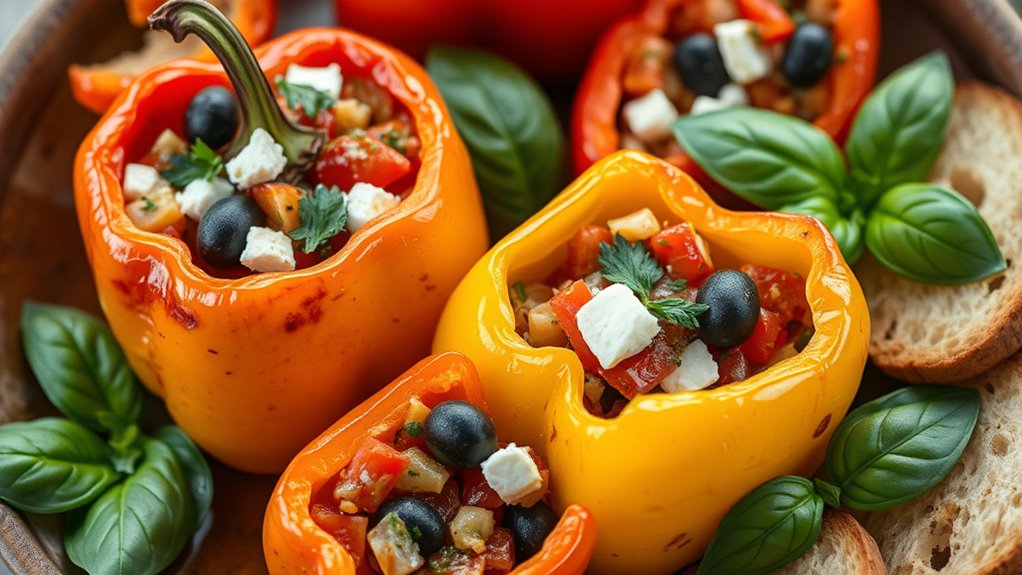 crispy mediterranean stuffed peppers