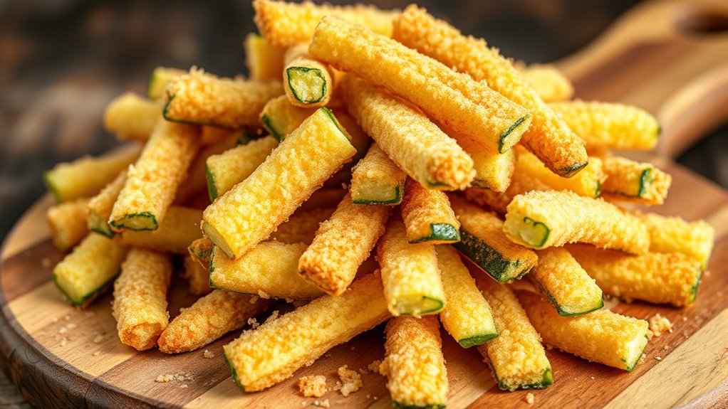 evenly coated crispy zucchini