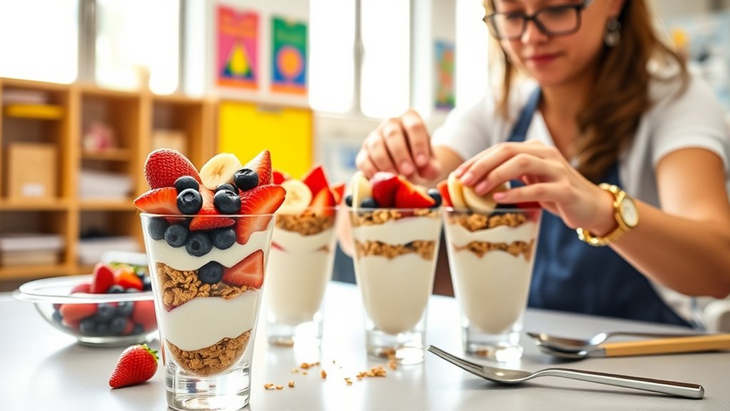 layered fresh fruit and yogurt