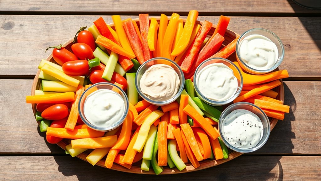 veggie dips colorful variety