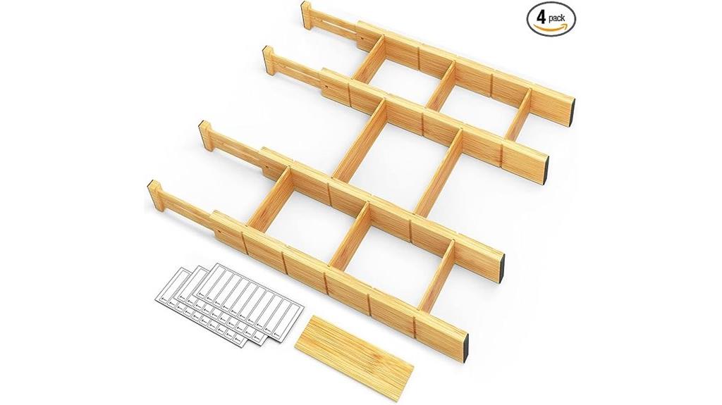adjustable bamboo drawer organizers