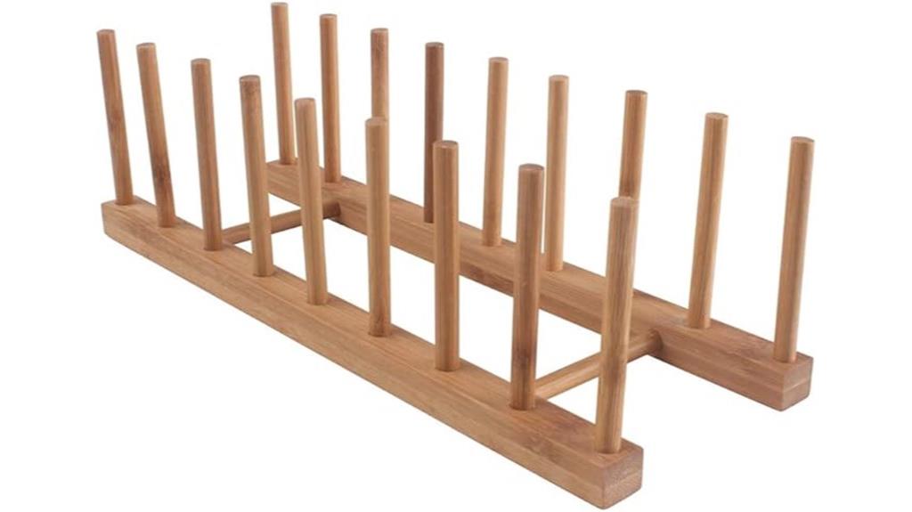 eight slot bamboo dish rack