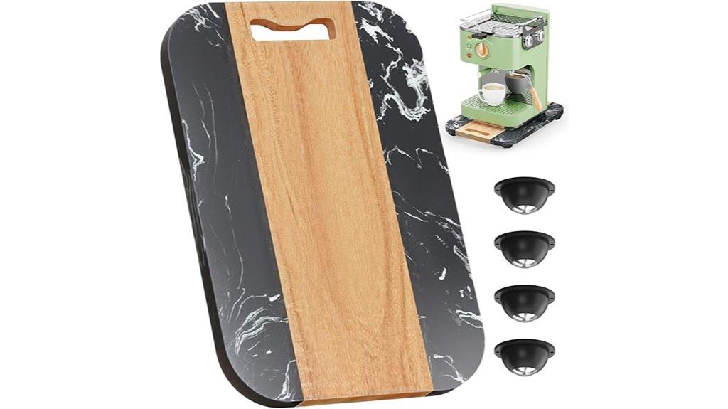 marble acacia sliding tray