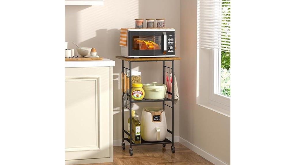 mobile microwave cart with shelf