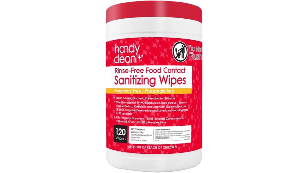 rinse free food sanitizing wipes