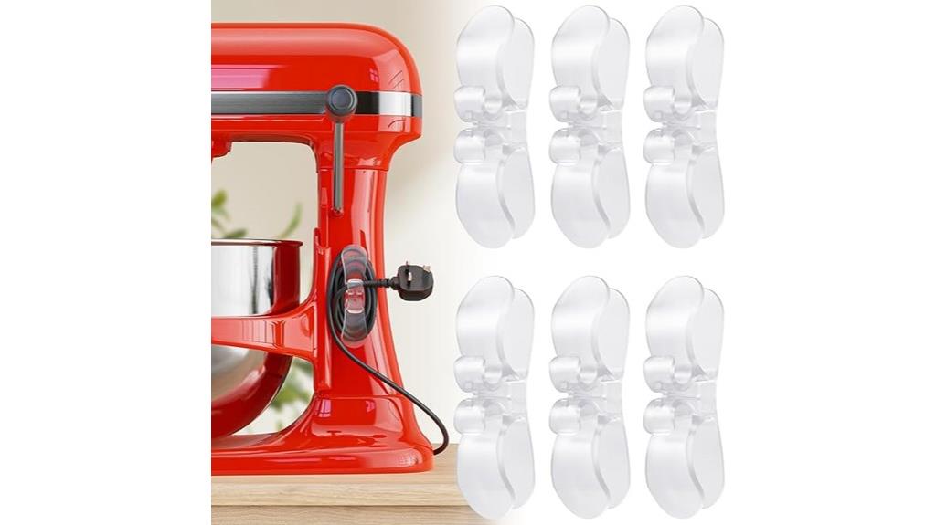 six clear cord holders