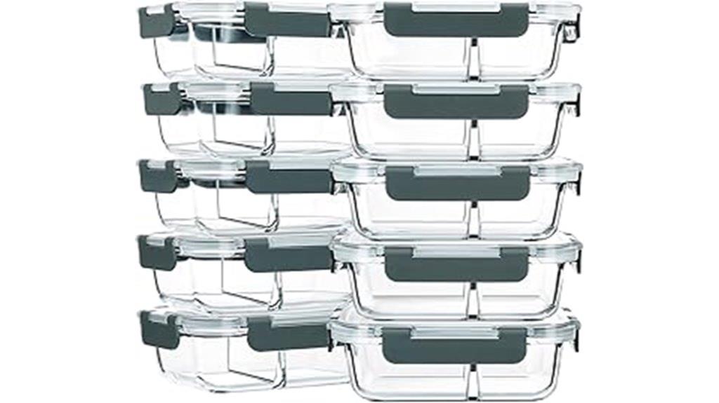 ten glass meal containers