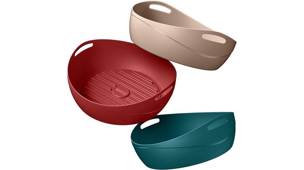 three silicone air fryer liners