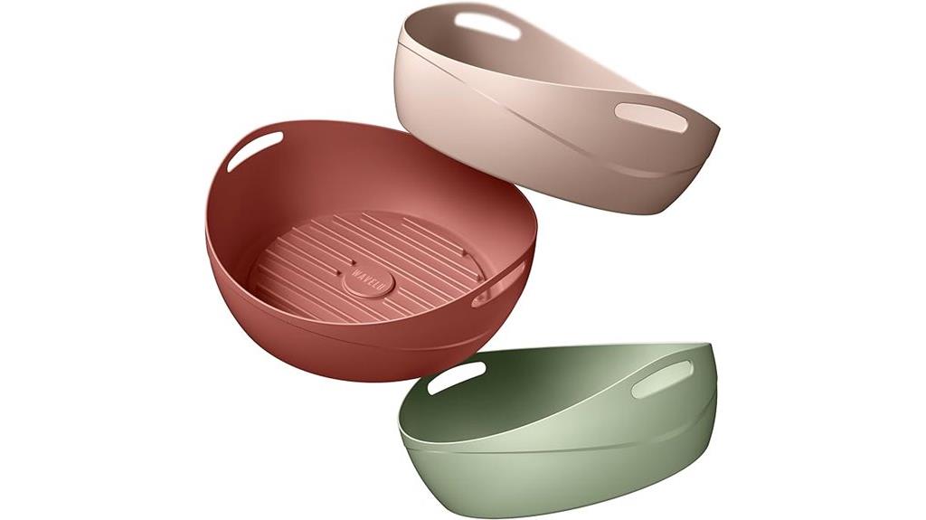 three silicone air fryer liners