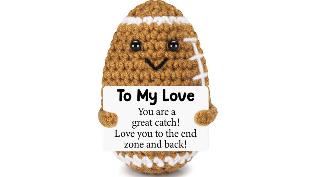 crocheted football birthday gift