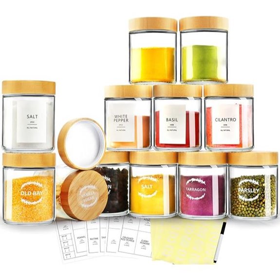 AISIPRIN 12-Pack Spice Jars with Labels and Lids