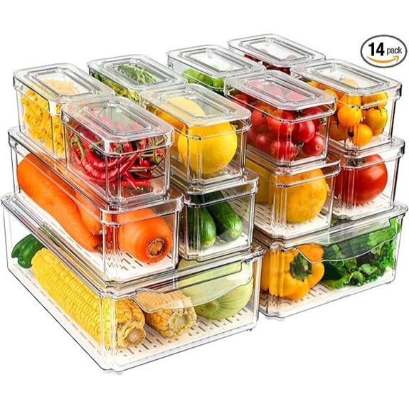 14-Pack Fridge Organizer Bins with Lids