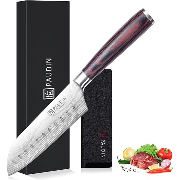 PAUDIN 5-Inch Santoku Chef Knife with Sheath