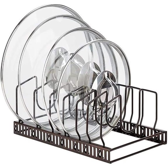 Toplife Pot Lid Organizer Rack with Adjustable Compartments