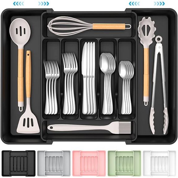 Expandable Silverware Organizer with Adjustable Compartments